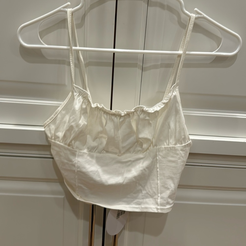 Princess Polly white crop spaghetti strap tank